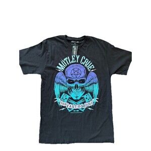 Mötley Crüe “Too Fast for Love” Skull Wings Graphic Tee Black Size XL NWT